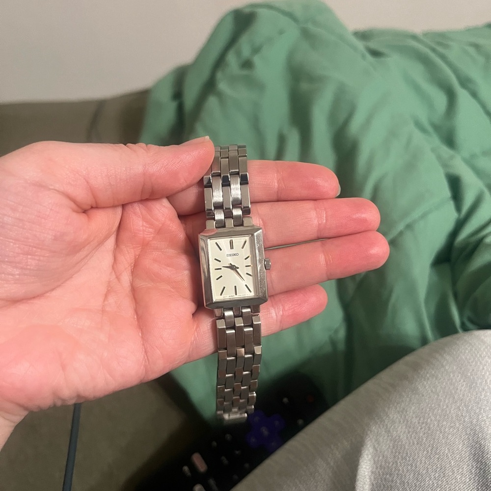 Seiko Silver Rectangular Face Watch